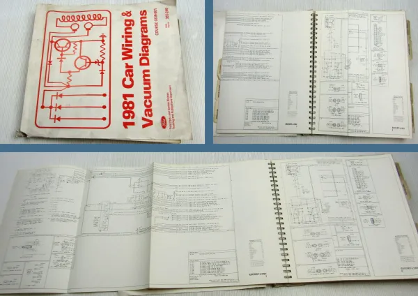 Ford 1981 Car Wiring & Vacuum Diagrams Mustang Thunderbird Capri Granada XR-7 ..