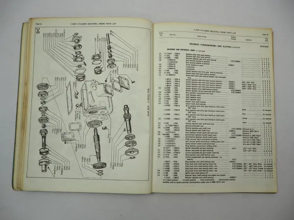 Ford 4 and 6 Cylinder Industrial Engines Diesel Petrol Parts List 1957 - 1963