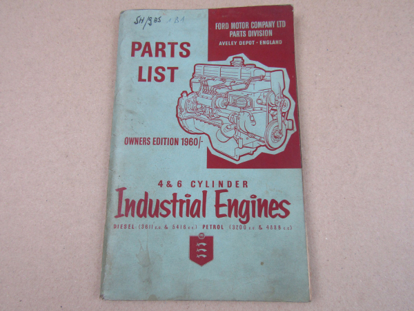 Ford 4 u. 6 Zylinder Industrie Motor Parts List 1960 Ersatzteilliste in englisch