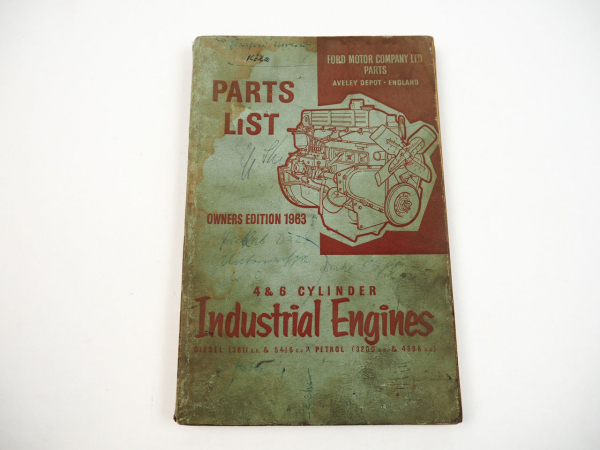 Ford 4 u. 6 Zylinder Industrie Motor Parts List Ersatzteilliste in englisch 1963