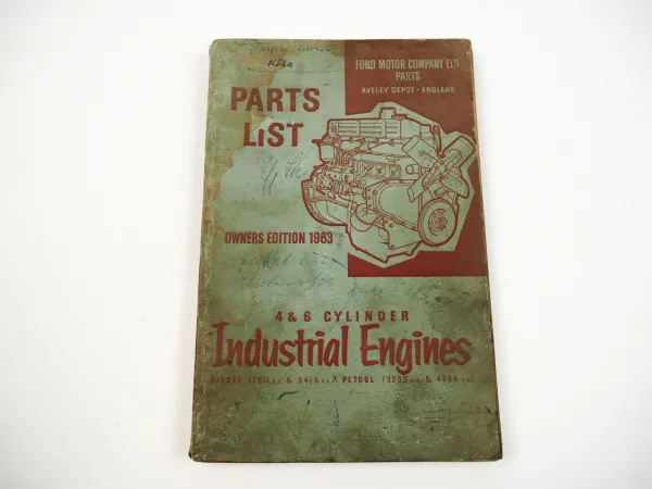 Ford 4 u. 6 Zylinder Industrie Motor Parts List Ersatzteilliste in englisch 1963