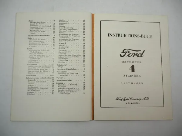 Ford 4 Zylinder AB ABF PKW & LKW Instruktionsbuch Betriebsanleitung 1930/40er Jahre