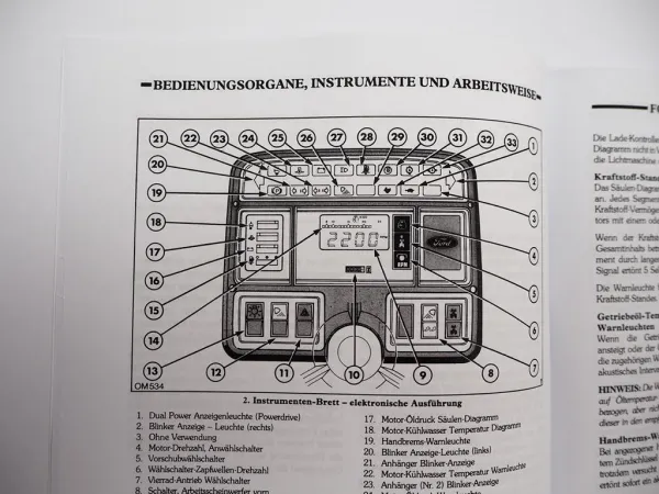 Ford 8530 8630 8730 8830 Bedienungsanleitung Betriebsanleitung Traktor
