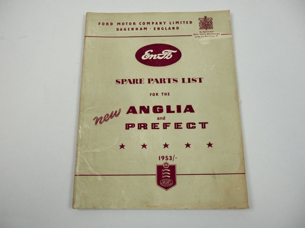 Ford Anglia Perfect Ersatzteilliste Spare Parts List 1953 Dagenham England