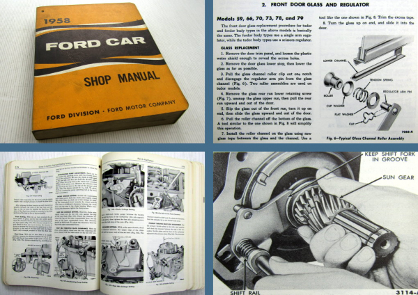 Ford Cars Station Wagons Couriers Rancheros Shop Manual 1958