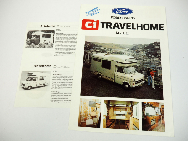 Ford Ci Travelhome II Transit FT 130 Autohome Wohnmobil Camping Prospekt 1977