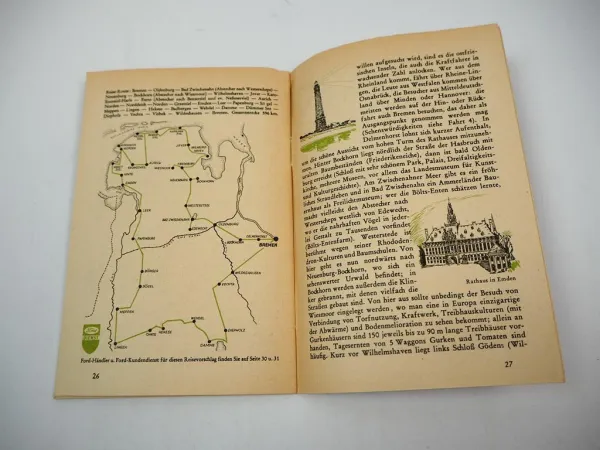 Ford Dienst Reise Rat Nordsee & Ostsee mit Lühneburger Heide 1950er Jahre