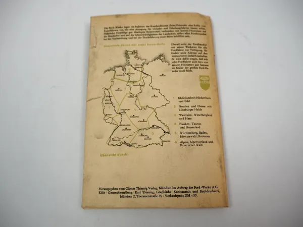 Ford Dienst Reise Rat Nordsee & Ostsee mit Lühneburger Heide 1950er Jahre
