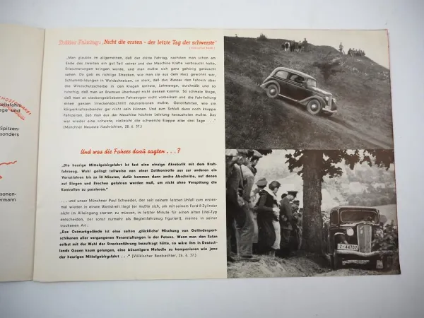 Ford Dreitage Mittelgebirgsfahrt 1937 Geländetest Bayrischer Wald Fichtelgebirge