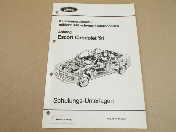 Ford Escort Cabriolet 1991 Reparatur Karosserie nach Unfallschaden Schulung