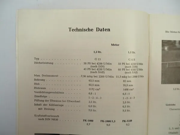 Ford FK 1000 1250 Lieferwagen Bus G13 G4B Betriebsanleitung Bedienung 1959