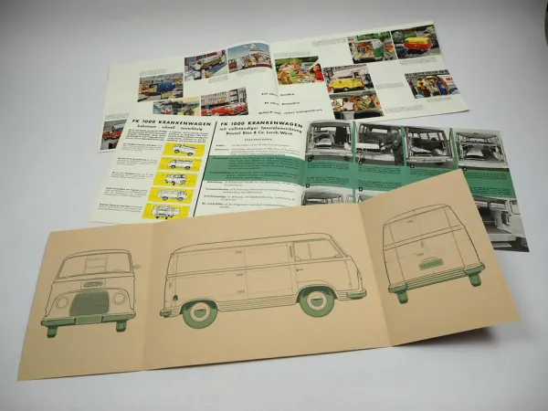 Ford FK 1000 Krankenwagen Binz Kleinbus Kombi Prospekt Techn. Daten 1950/60er J.