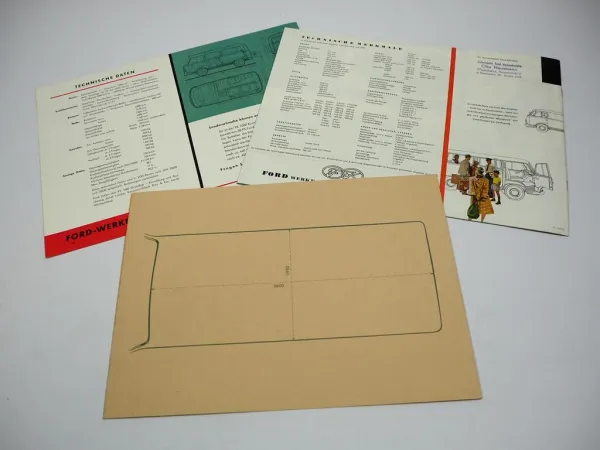 Ford FK 1000 Krankenwagen Binz Kleinbus Kombi Prospekt Techn. Daten 1950/60er J.