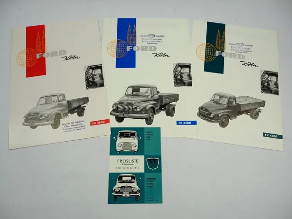 Ford FK 2500 3500 4500 Pritschenwagen LKW 3x Prospekt Preisliste 1950/60er Jahre