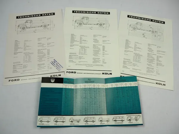 Ford FK 2500 3500 4500 Pritschenwagen LKW 3x Prospekt Preisliste 1950/60er Jahre