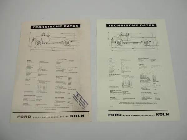 Ford FK 2500 3500 LKW 2x Prospekt 1950er Jahre