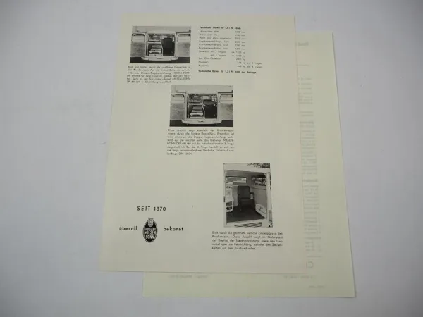 Ford FK1000 Krankenwagen Aufbau Prospekt Preisliste Miesen Bonn 1956