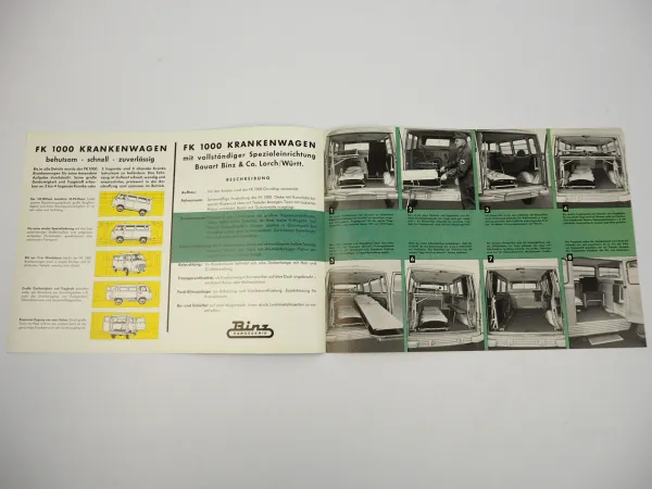 Ford FK1000 Krankenwagen Bauart Binz Karosserie Lorch Prospekt 1960er Jahre