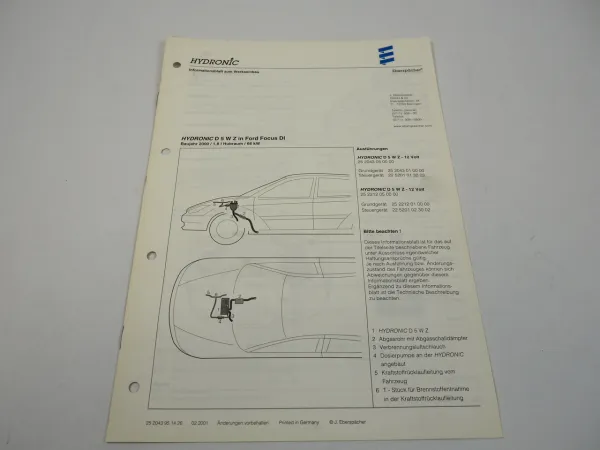 Ford Focus DI Bj. 2000 Eberspächer Hydronic D5WZ Einbau Heizgerät