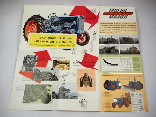 Ford Fordson Major Schlepper mit FMD 50 PS Motor Prospekt 1958