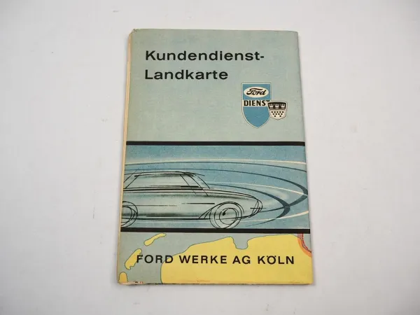 Ford Kundendienst Landkarte Deutschland 1961