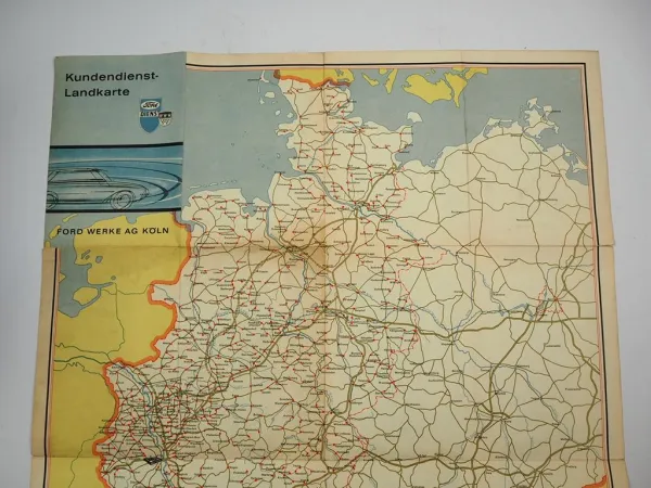 Ford Kundendienst Landkarte Deutschland 1961