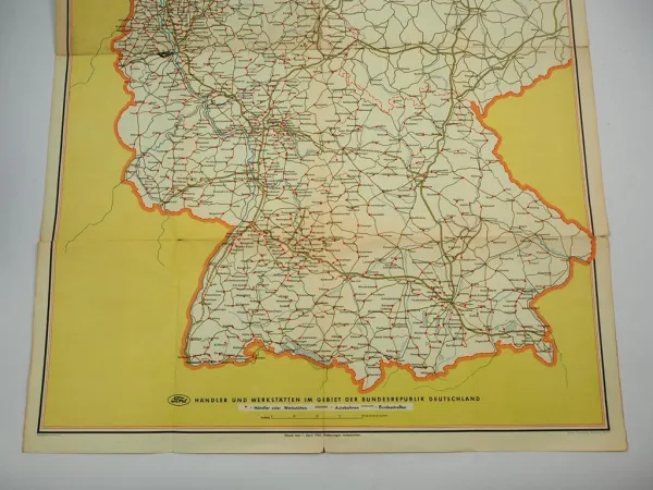 Ford Kundendienst Landkarte Deutschland 1961
