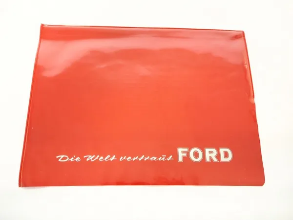 Ford Original Kunstsfoffmappe rot 1960er Jahre leer