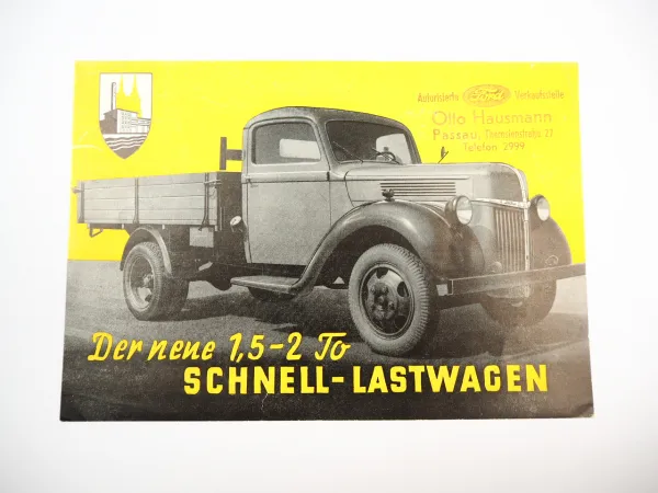 Ford Schnell Lastwagen 52 PS LKW Pritschenwagen 1,5 bis 2t Prospekt 1950er Jahre