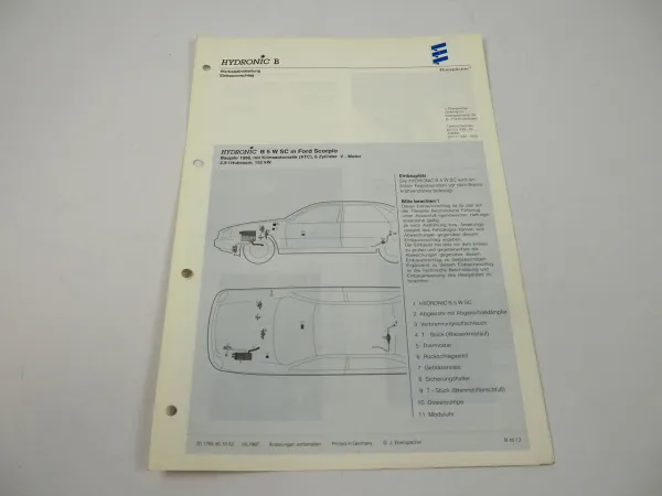 Ford Scorpio 2,9 l Bj. 1996 Eberspächer Hydronic B5WSC Einbau Luftheizgerät