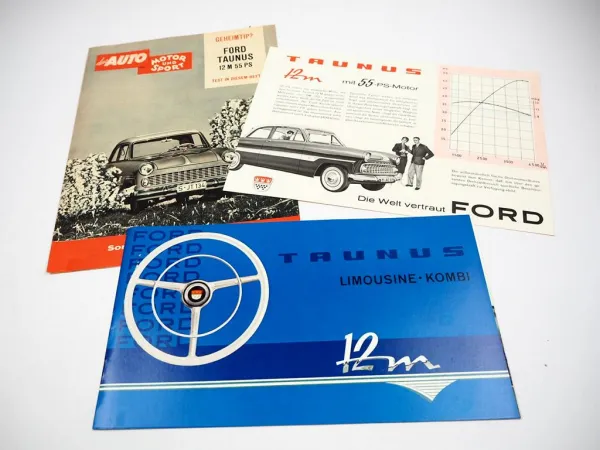 Ford Taunus 12 M G13 Seitenstreifen Prospekt Techn. Daten Sonderdruck ca. 60er J