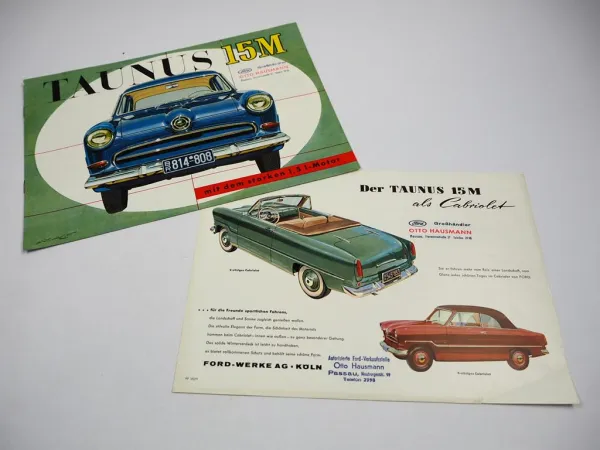 Ford Taunus 15 M G13 PKW Cabriolet Prospekt Technische Daten ca. 1950er Jahre