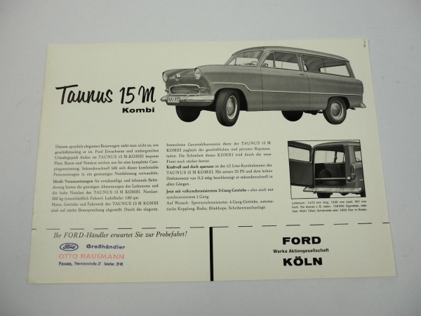 Ford Taunus 15M Kombi Prospekt 1950er Jahre