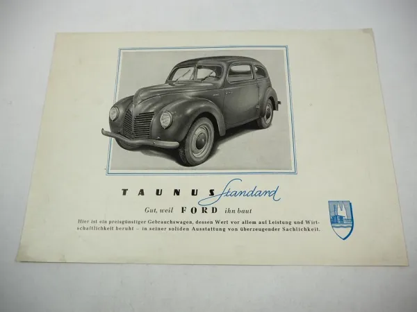 Ford Taunus Standard G73 PKW Prospekt Technische Daten ca. 1949