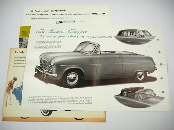 Ford Taunus Zephyr Zubehör 6x Prospekt 1950/60er Jahre