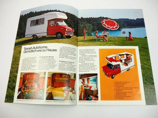 Ford Transit Autohome Dormobile Westfalia Turnier Bus Camper Prospekt 1973