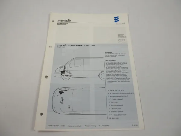 Ford Transit Turbo Bj. 1997 Eberspächer Hydronic D4WSC Einbau Luftheizgerät