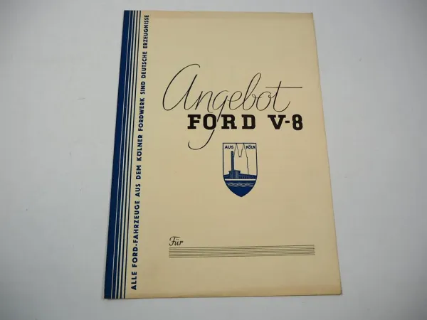 Ford V8 PKW Angebotsmappe mit technischer Beschreibung 1930er Jahre leer