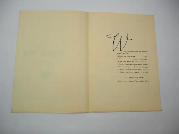 Ford V8 PKW Angebotsmappe mit technischer Beschreibung 1930er Jahre leer