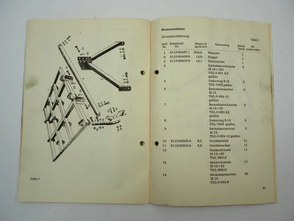 Fortschritt B365A Schwergrubber Betriebsanleitung Ersatzteilliste 1985