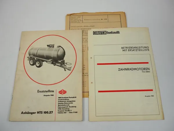Fortschritt Impulsa HTS100.27 Tankanhänger Zahnradmotor Ersatzteilliste 1980