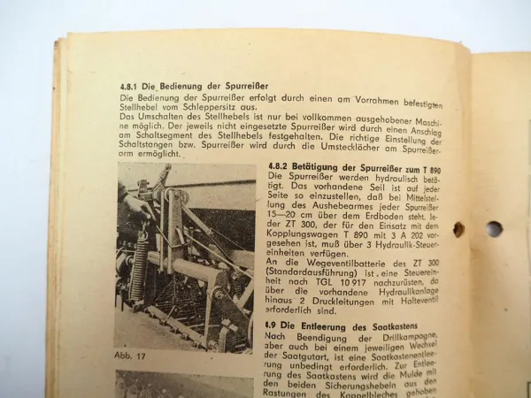 Fortschritt Saxonia A 200 201 202 Drillmaschine Betriebsanleitung Ersatzteilliste