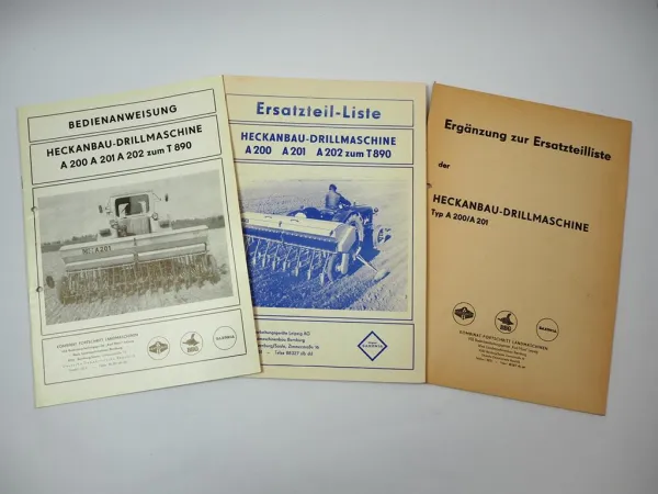 Fortschritt Saxonia A 200 201 202 Drillmaschine Betriebsanleitung Ersatzteilliste