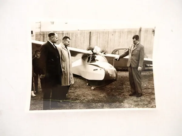 Foto Segelflugzeug Taufe in Helmbrechts Oberfranken 1963 Dettenhofer Bierwerbung