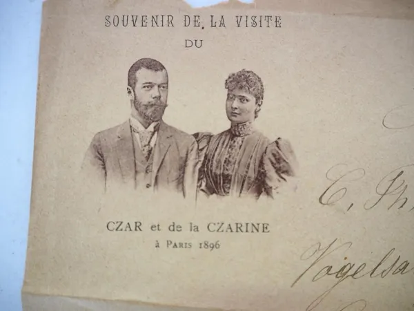 Fragment eines Briefumschlages Czar Czarine Paris 1896 Zar Nikolaus II. Romanow