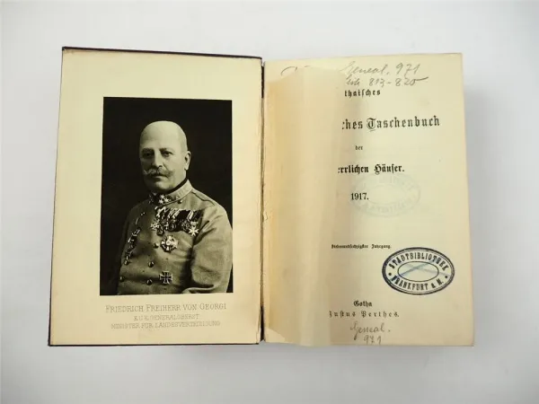 Freiherrliches Gothaisches Genealogisches Taschenbuch Perthes 1917 Adel