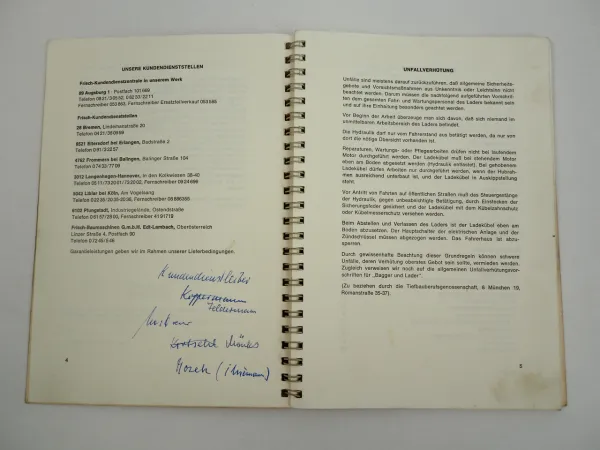 Frisch F900 Lader Betriebsanleitung Bedienungsanleitung Wartung 1969