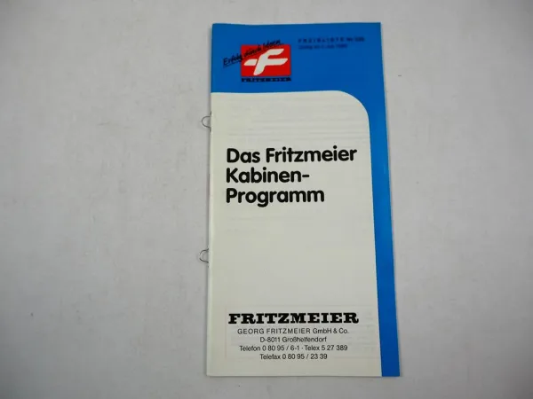 Fritzmeier Kabinen Verdeck für Schlepper Deutz Fendt Fiat Case Preisliste 1989