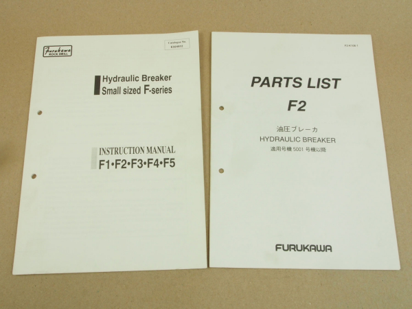 Furukawa F2 Hydraulic Breaker Parts List and Instruction Manual 2000