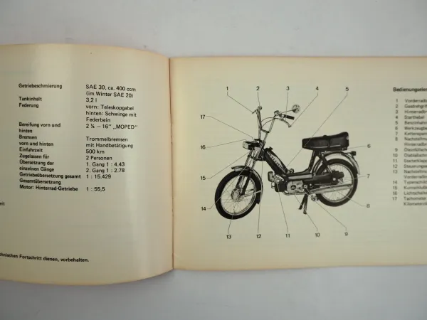 Garelli Duoped 40 SL 2 Gang Automatik Bedienungsanleitung 1977
